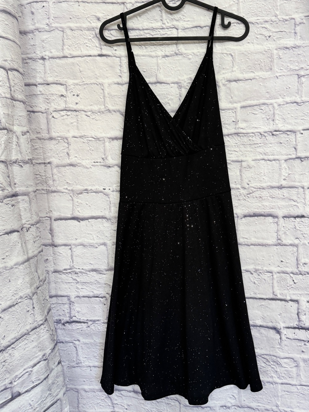 Black Sparkle V-Neck Slip Dress‎ sie 3XL